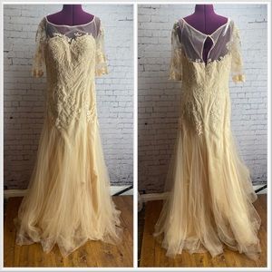 Serena London style 17772 champagne color full length formal dress size 12